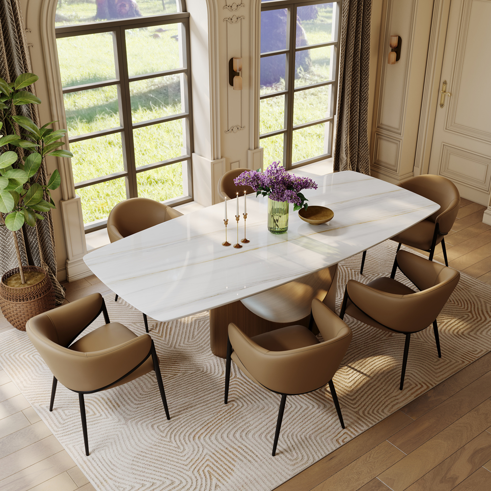Hobart-Rectangular Natural Marble Dining Table