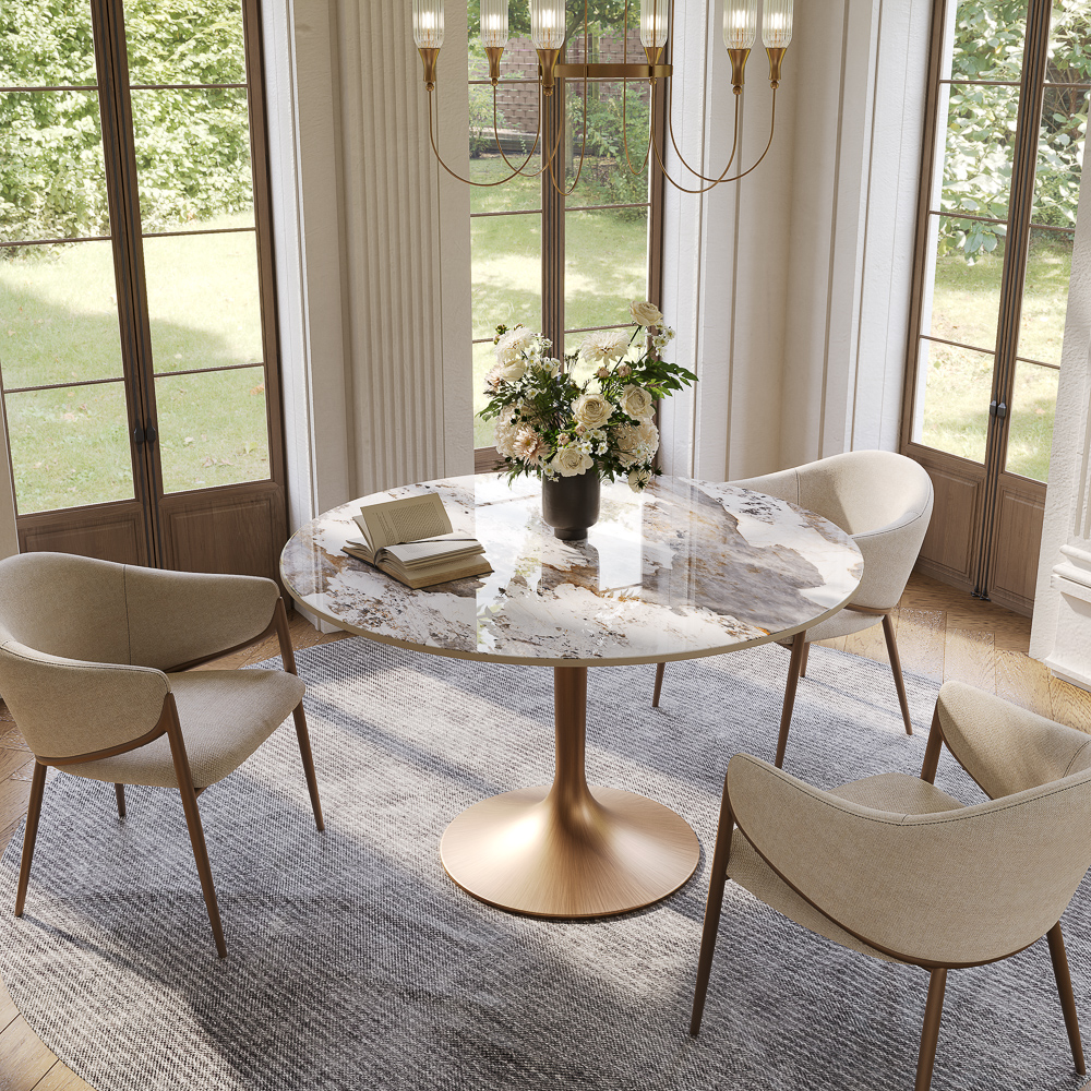Tulora-Round Glossy Sintered Stone Dining Table