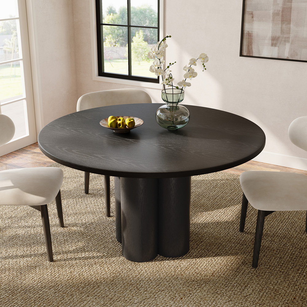 47" Mid-Century Modern Round Wood Dining Table for 4