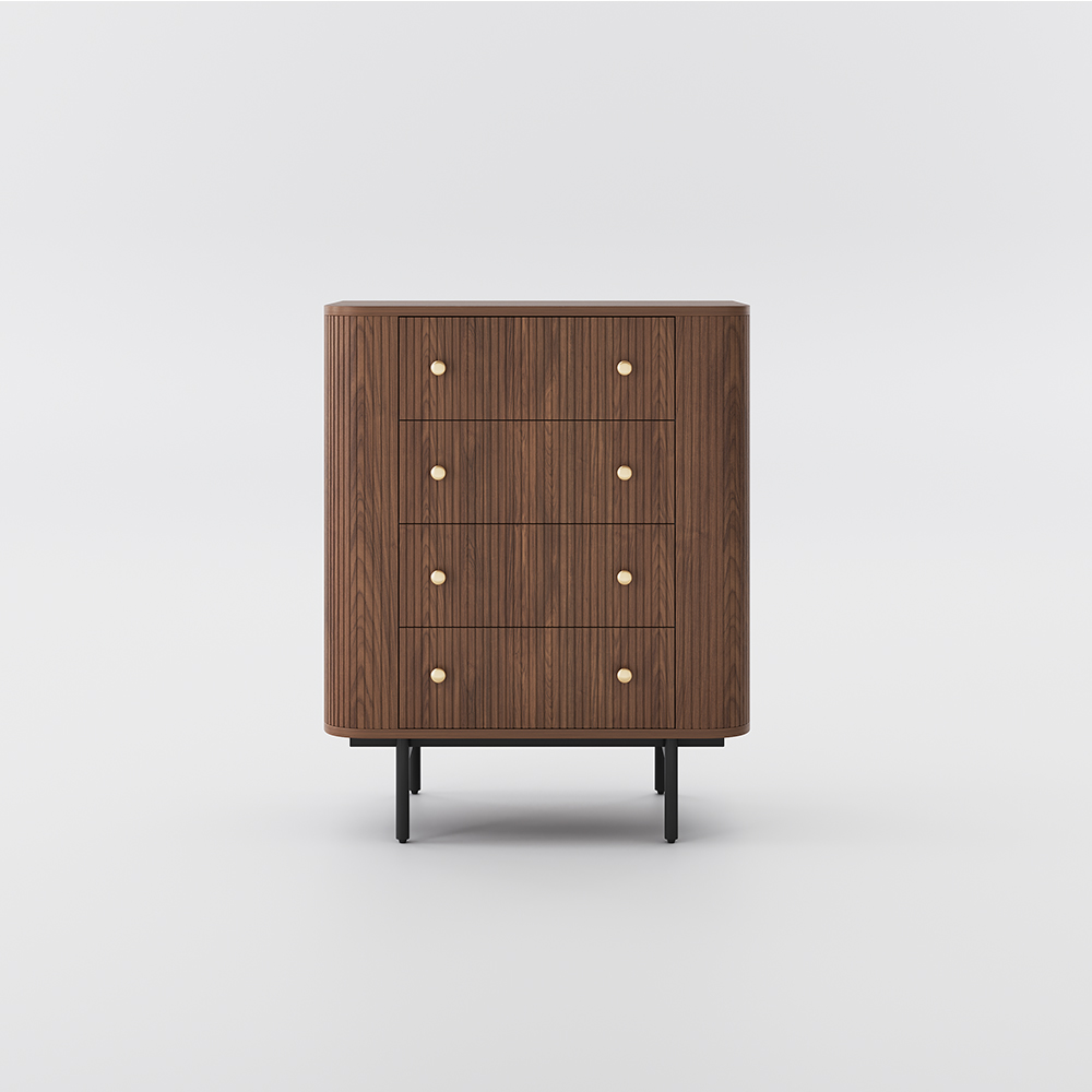 Modern 4 Drawers Dresser, 31" Wide Mid Century Tall Chest, Curved Profile Design, Wood Drawer Organizer for Bedroom, Living Room, Hallway, Plywood