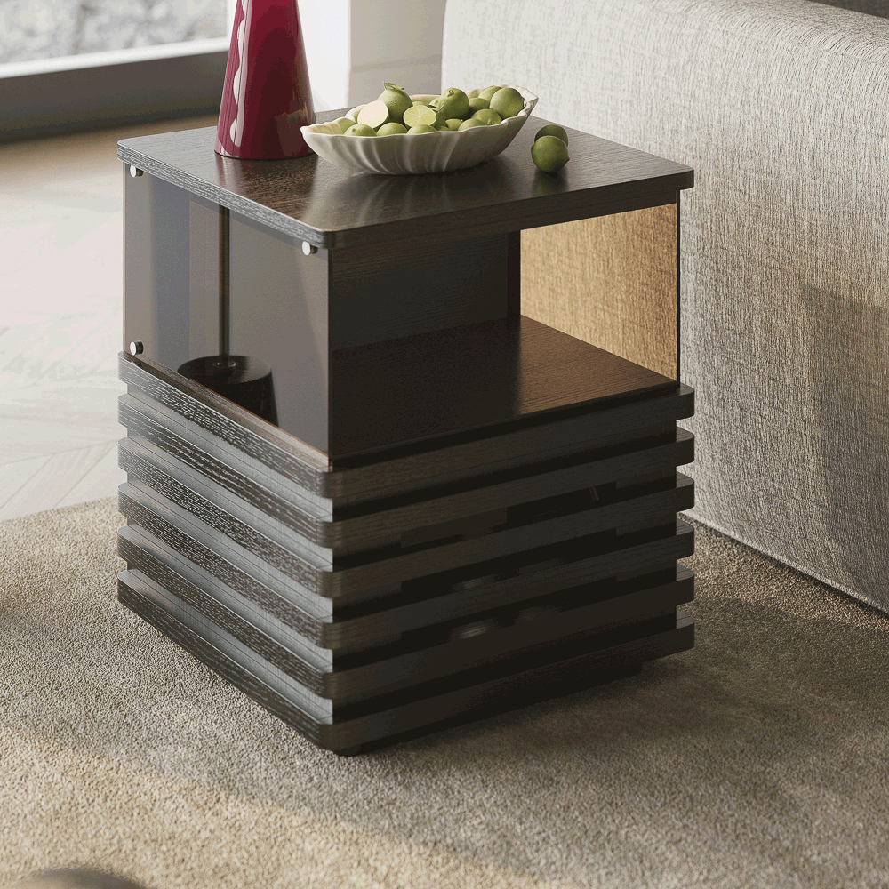 with Storage Black End & Side Tables