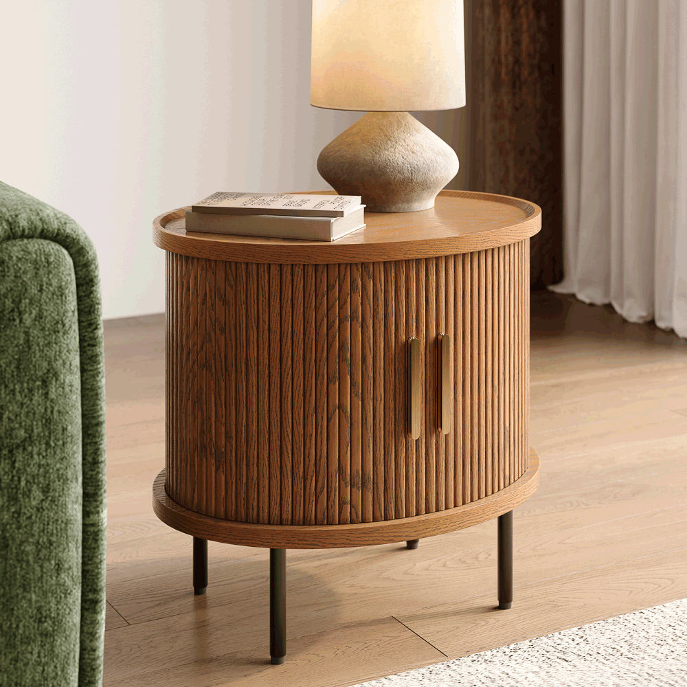 with Storage Walnut Color Plywood End & Side Tables