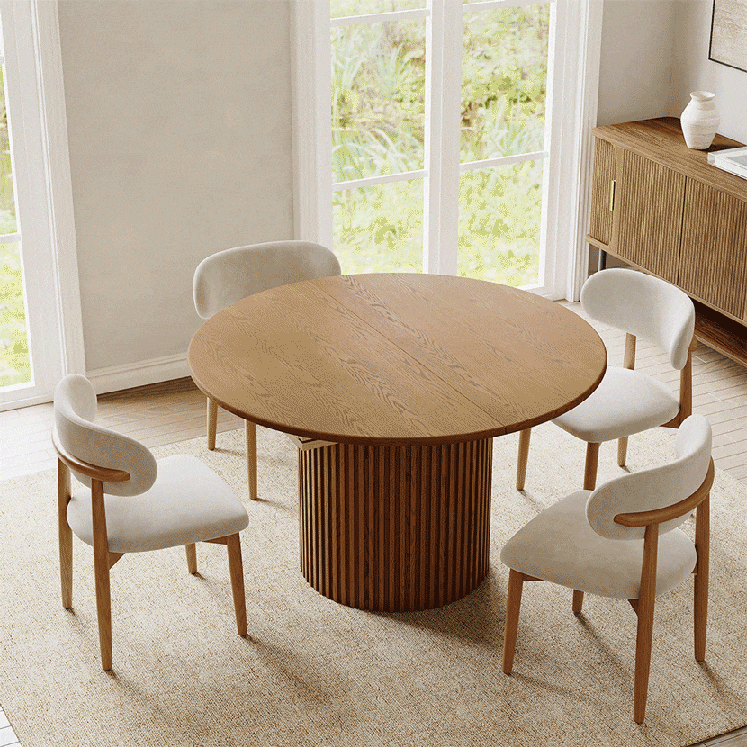 Oval Walnut Color Engineered Wood Extendable Dining Tables