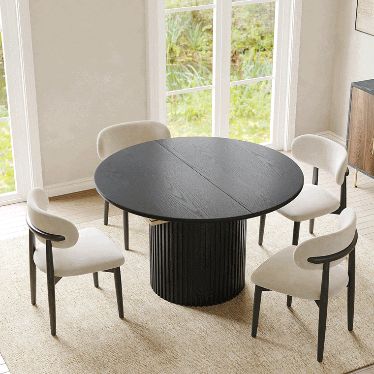 for 6 Black Engineered Wood Extendable Dining Tables