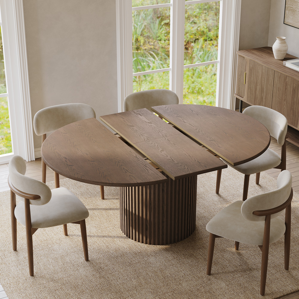 7-Piece Mid-Century Modern Extendable Dining Table Set (47" to 63")