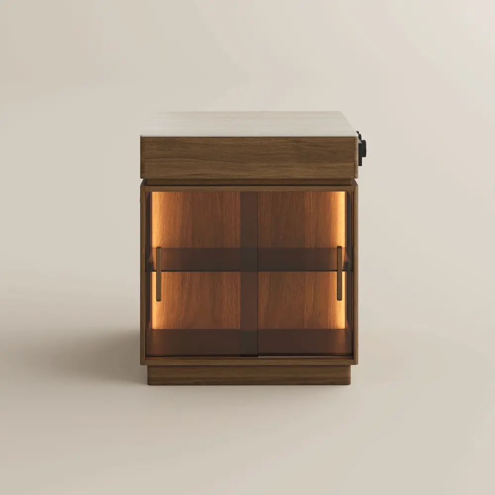 Wood Travertine & Walnut Kitchen Island