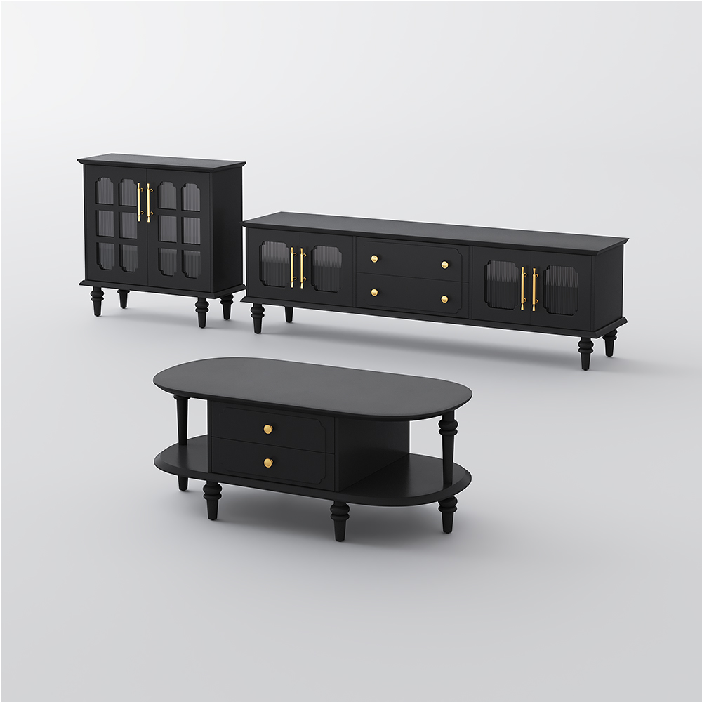 MidCentury Modern TV Stand with Coffee Table and Side