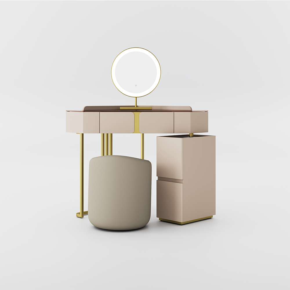 Modern Corner Makeup Vanity Set with HD LED Mirror | Povison