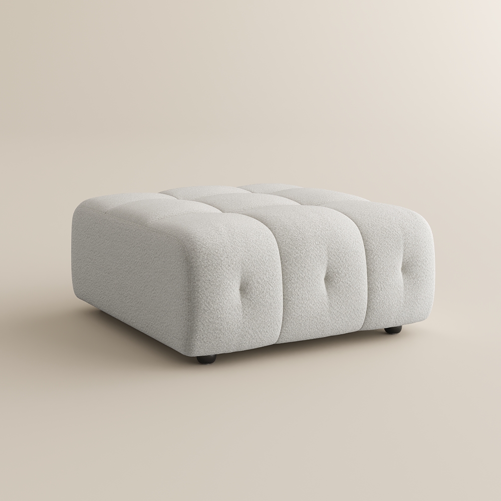 Modern Chenille Cream Sofa with Ottoman.