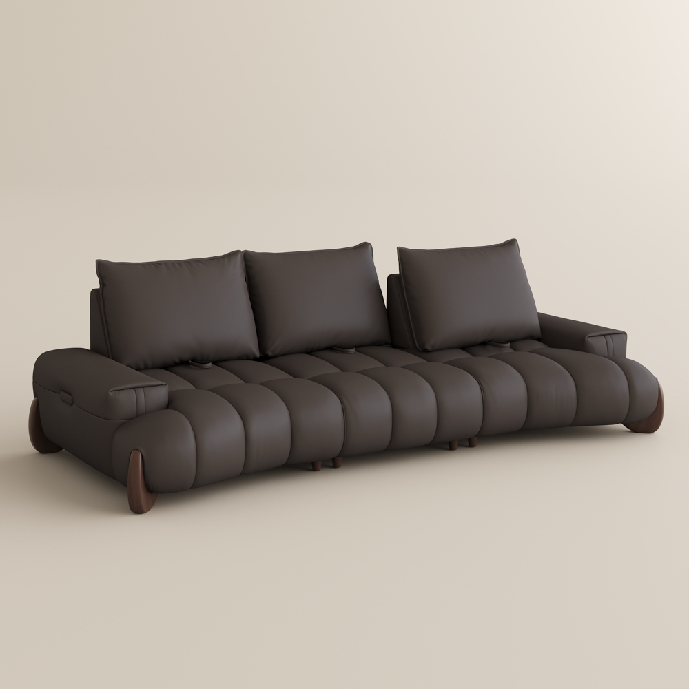 Spill-Proof & Scratch-Resistant Leather Sofa with Adjustable Cushions