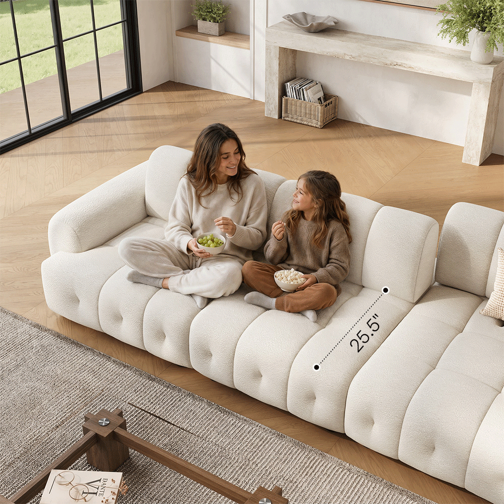 Avelune Cream Chenille Modular Sofas