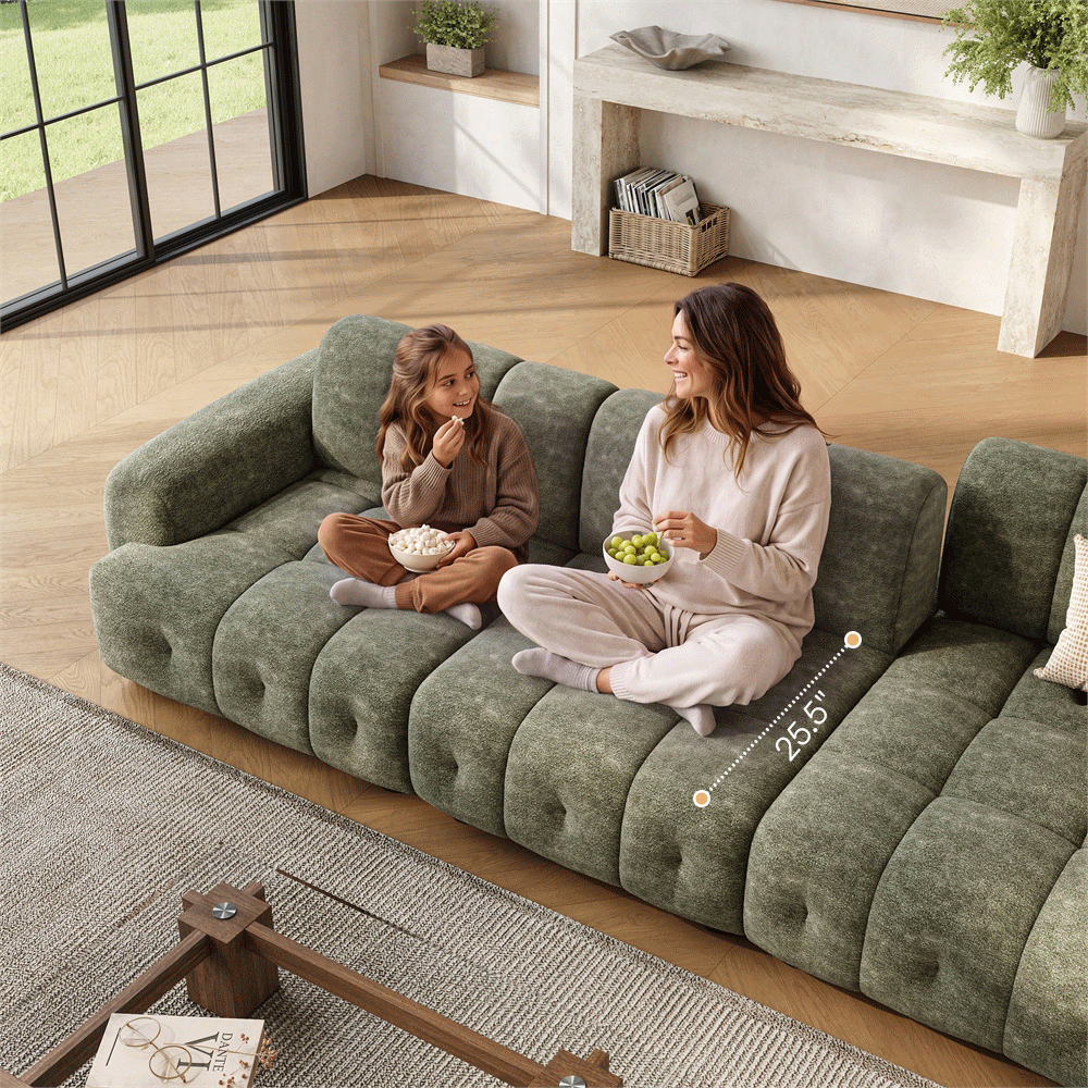 Loveseats Green Chenille Modular Sofas