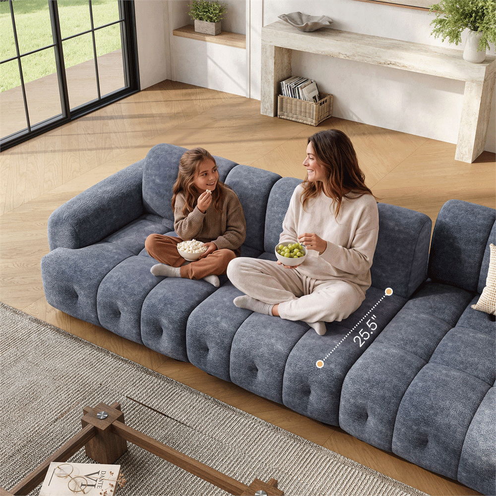 Partial Assembly Required Blue Chenille Modular Sofas
