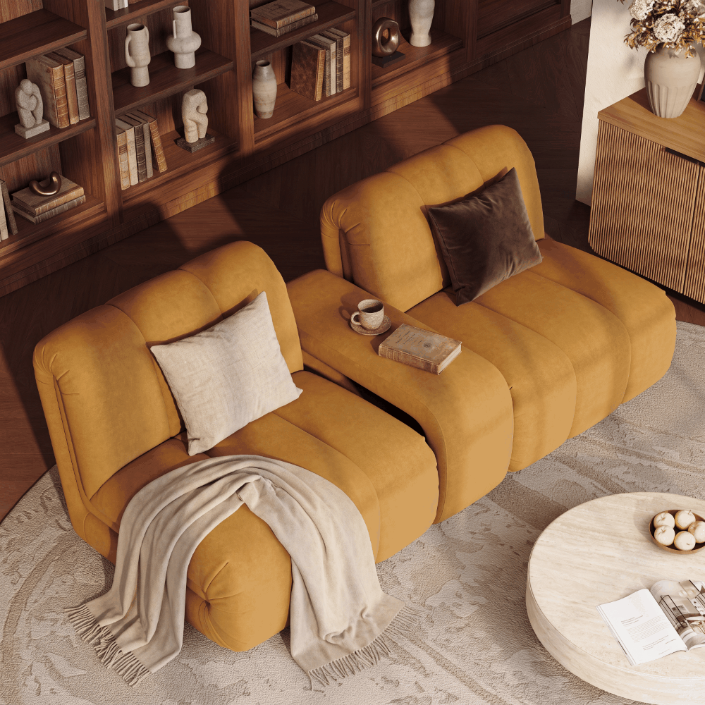 Living Room Brown Modular Sofas