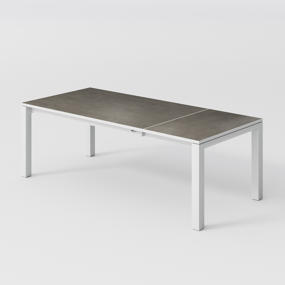 Metal Extendable Outdoor Dining Table for 6-8 with Glass Top, Metal Outdoor Table for Lawn Garden Bistro Rectangular Table