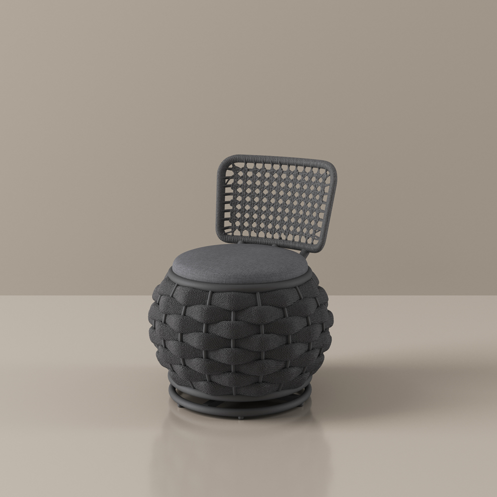Modern Round Outdoor Swivel Lounge Chairs, Balck Wicker Sofa with Metal Frame, Weather Resistant, Fully Assembled
