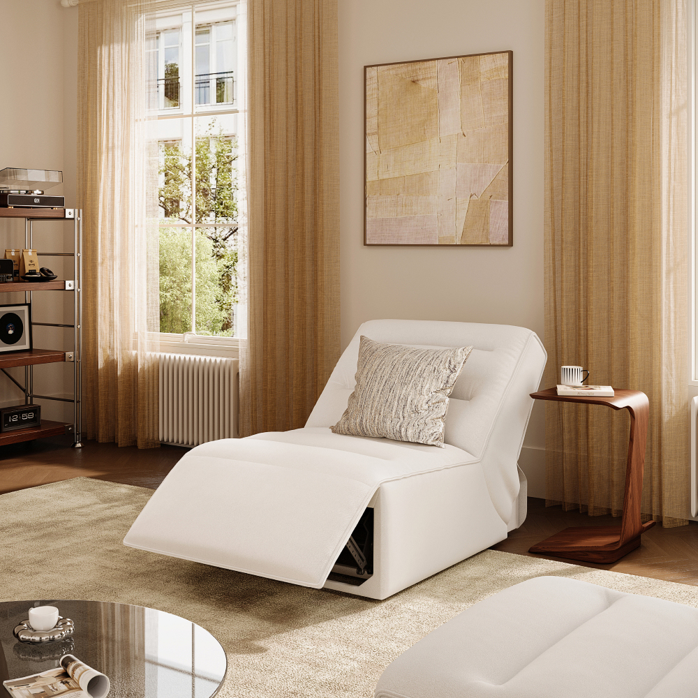 Modern Minimalist Modular Power Reclining LoveseatUpholstered in Pet-Friendly Fabric, Zero Wall Clearance Recliners, Hidden Touch Controls, Ultimate Comfort for Contemporary Living Spaces