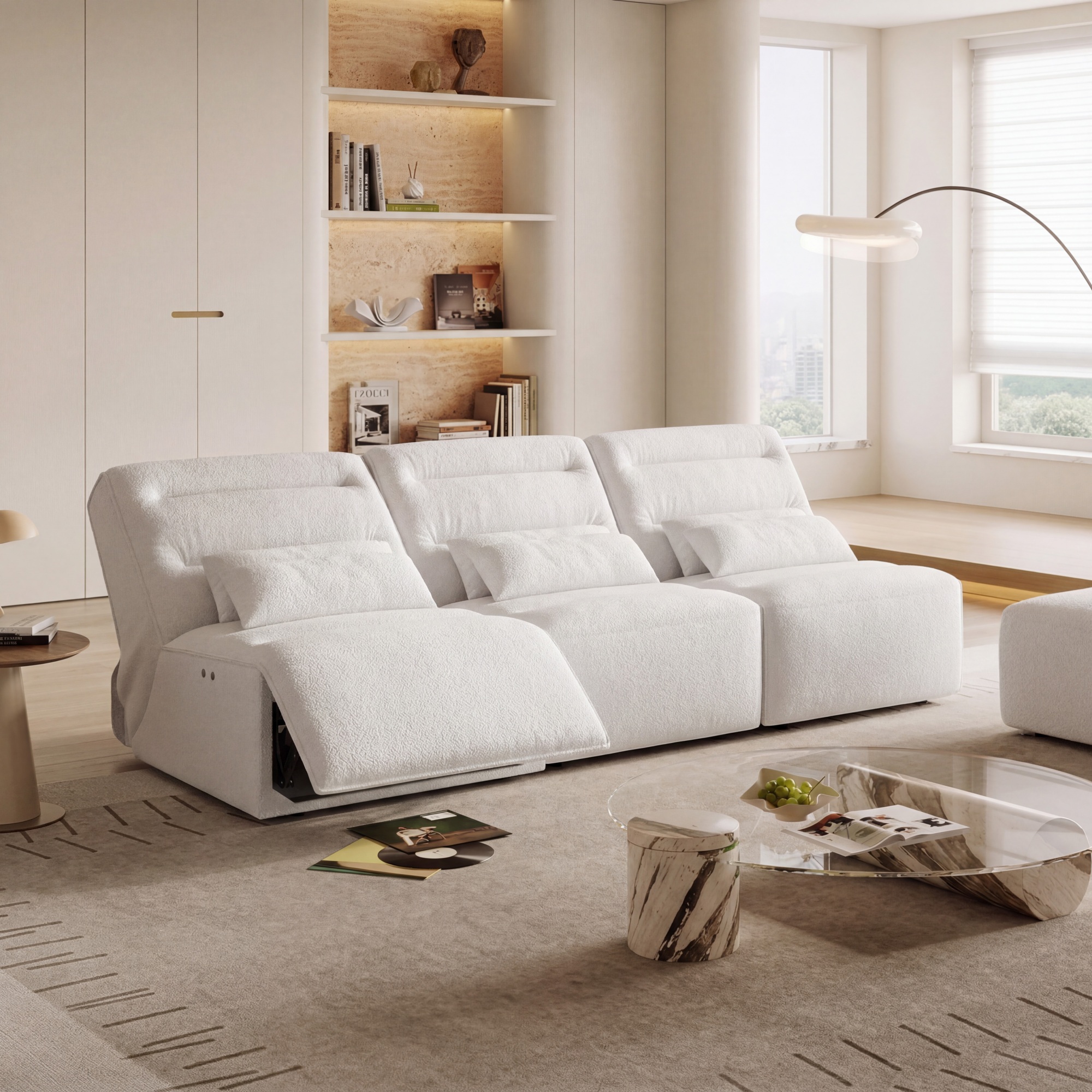 100" Modern Power Reclining Sofa for Apartment, Small Space Zero-Wall Recliner S...