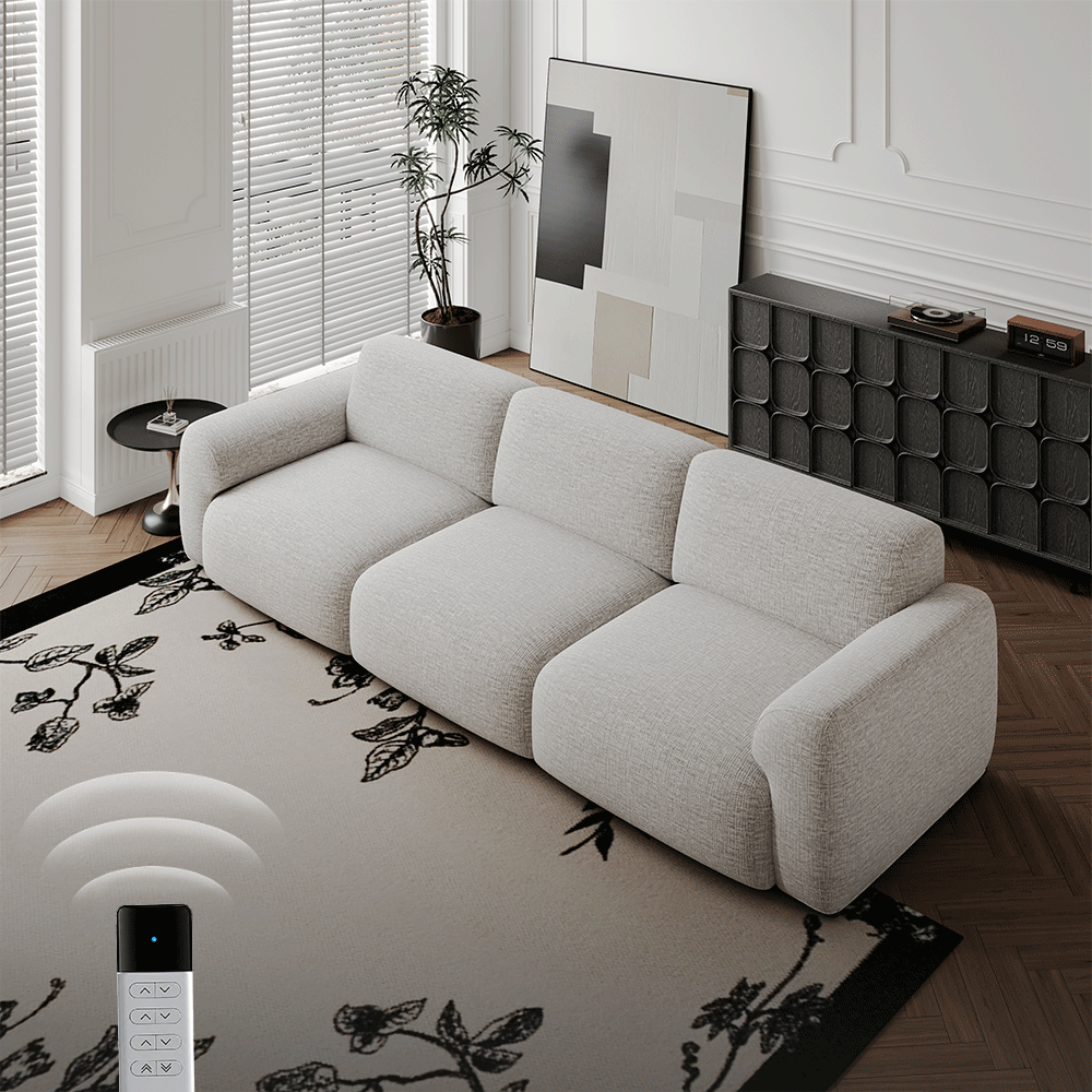 Easy Assembly Light Gray Chenille Fabric Power Reclining Sofas