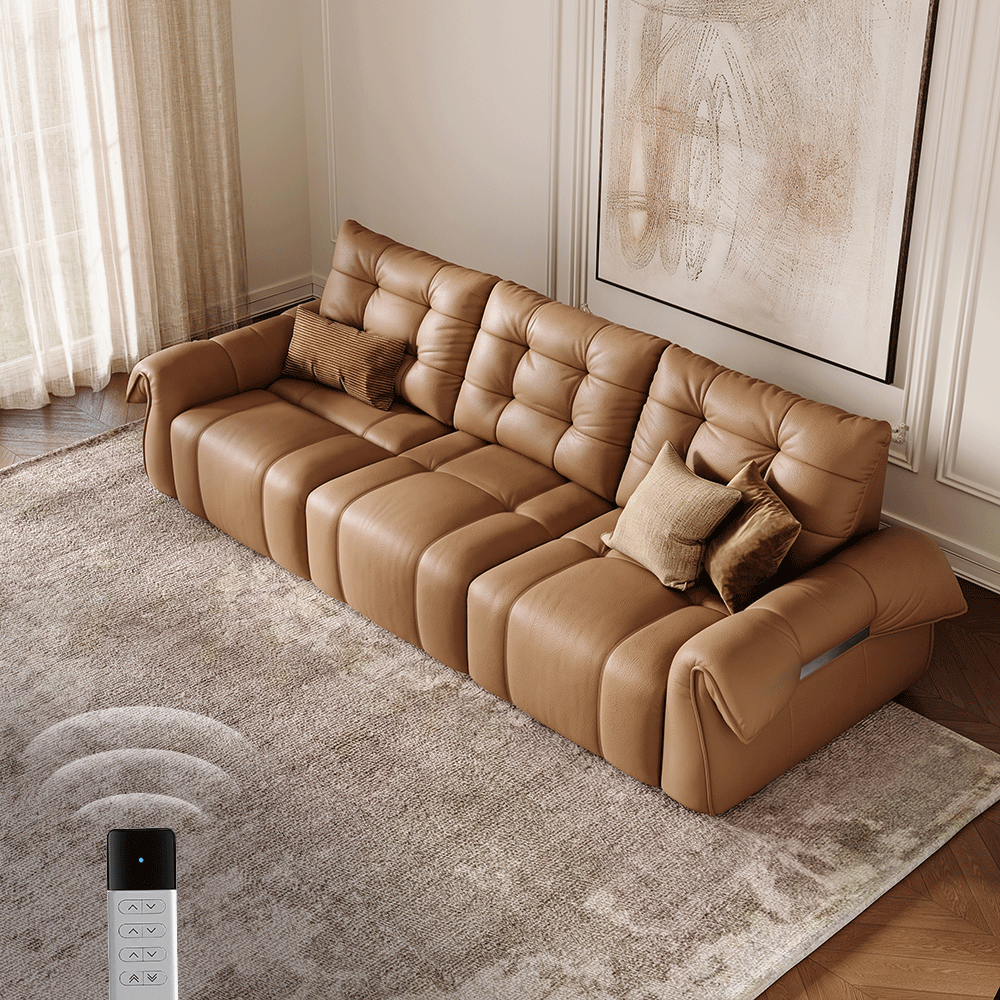 Oversized Brown Top Grain Leather Power Reclining Sofas
