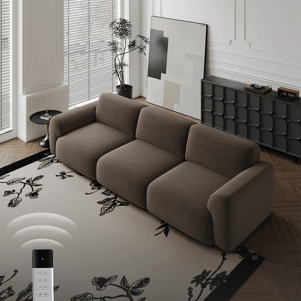 Bedroom Dark Gray Chenille Fabric Power Reclining Sofas