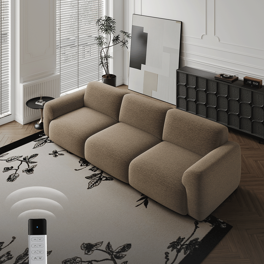 Extendable Dark Khaki Chenille Fabric Power Reclining Sofas