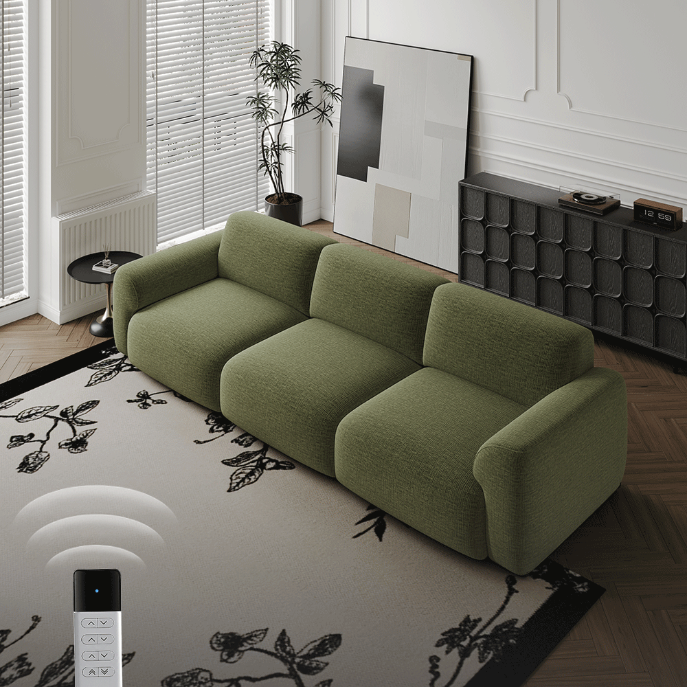 Apartment Green Chenille Fabric Power Reclining Sofas