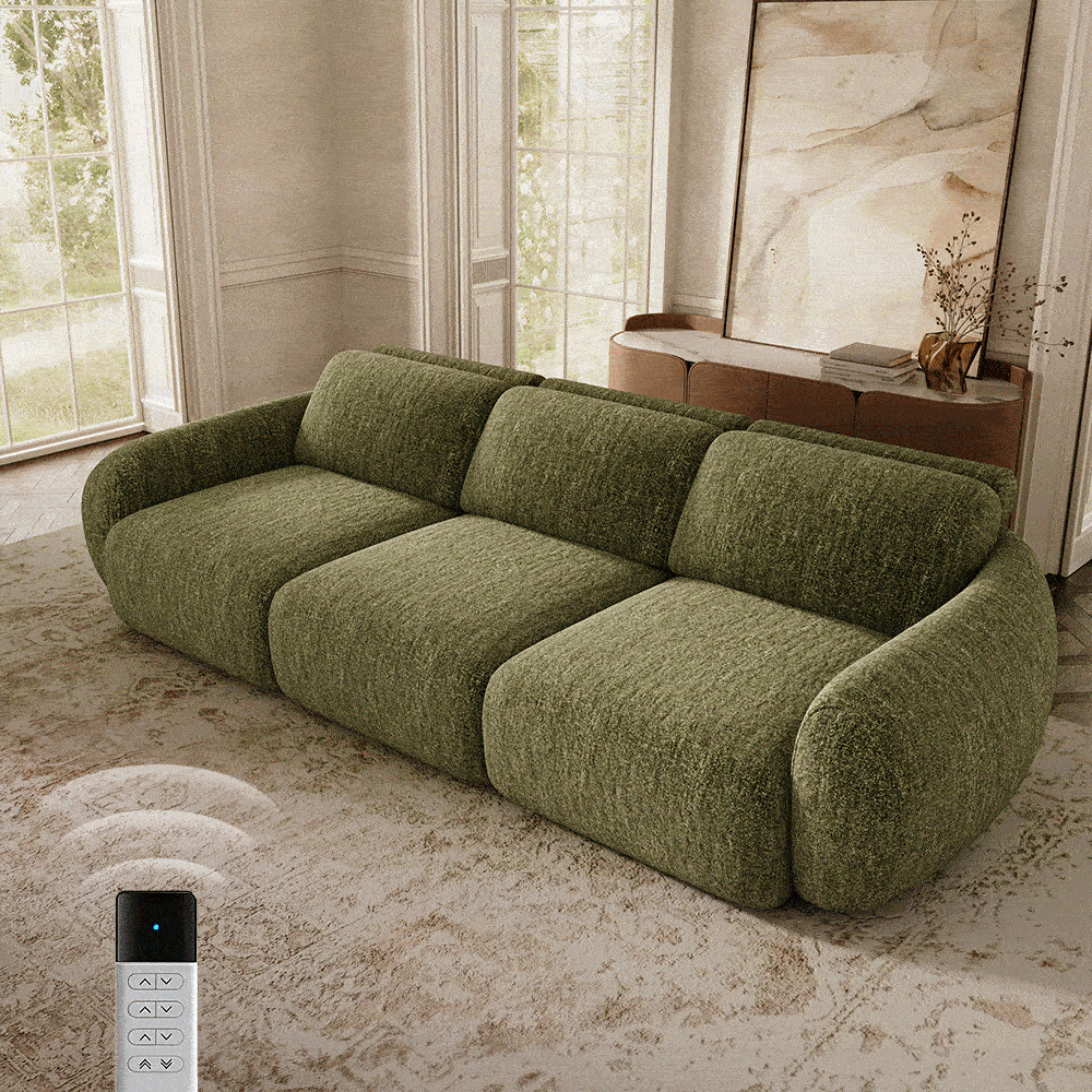 Green Tweed Chenille Power Reclining Sofas