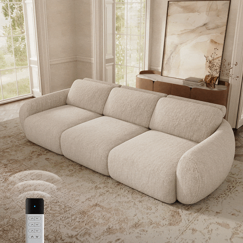 Casual Beige Tweed Chenille Power Reclining Sofas