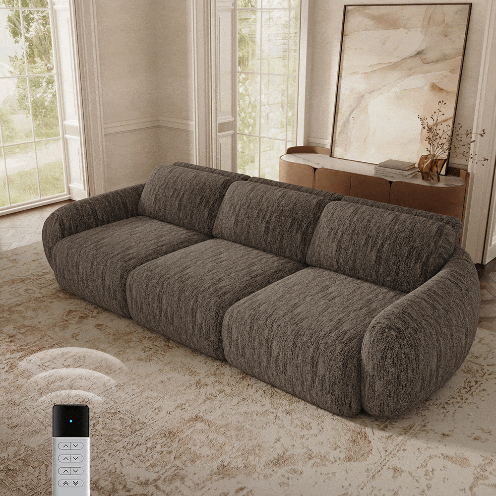 Pull out Dark Gray Tweed Chenille Power Reclining Sofas