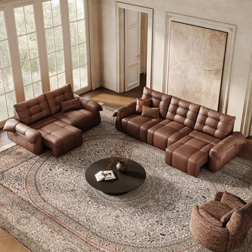 Cygnus-Power Genuine Leather Sofa Bed Set
