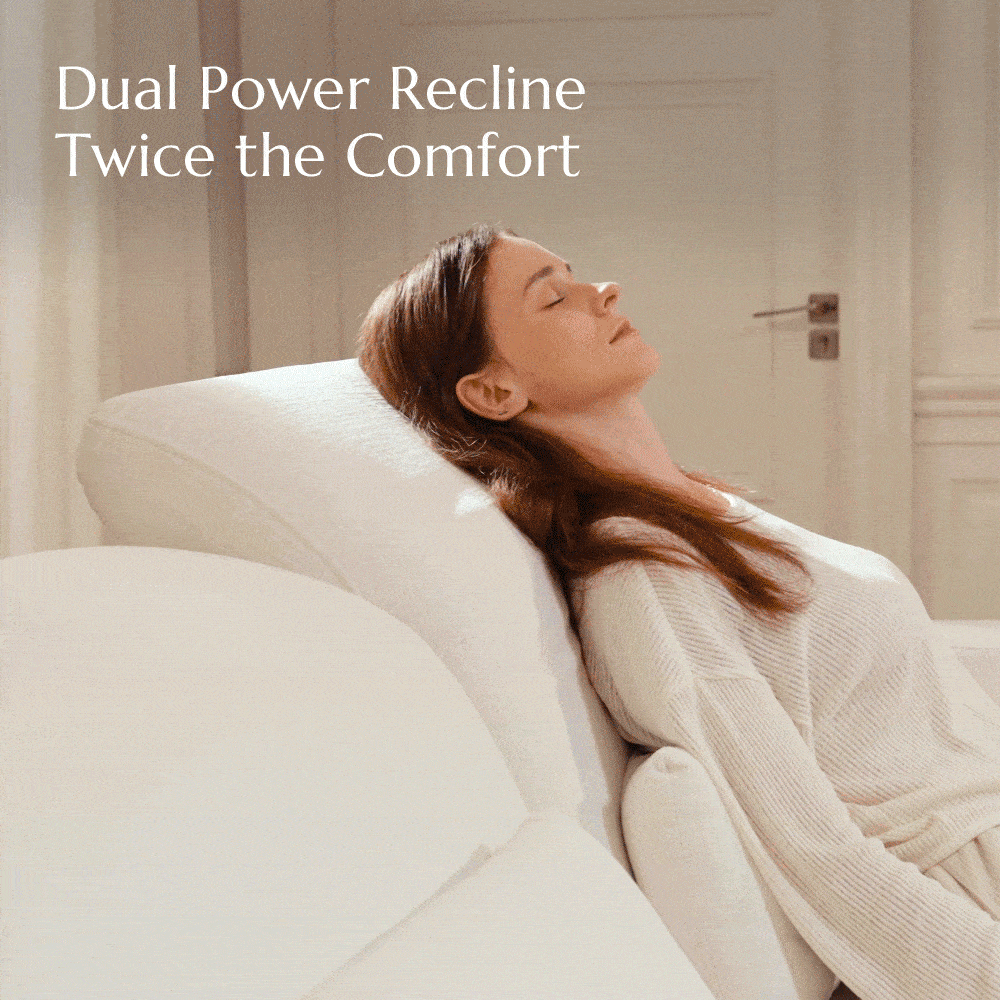 Supportive White Chenille Fabric Smart Furniture