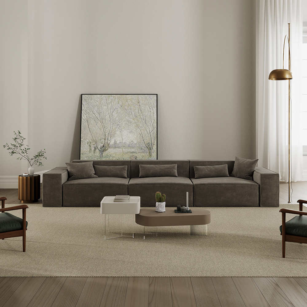 133.86" Power Reclining Sofa Bed, Khaki Modern Sectional Sleeper with Track Arm,...