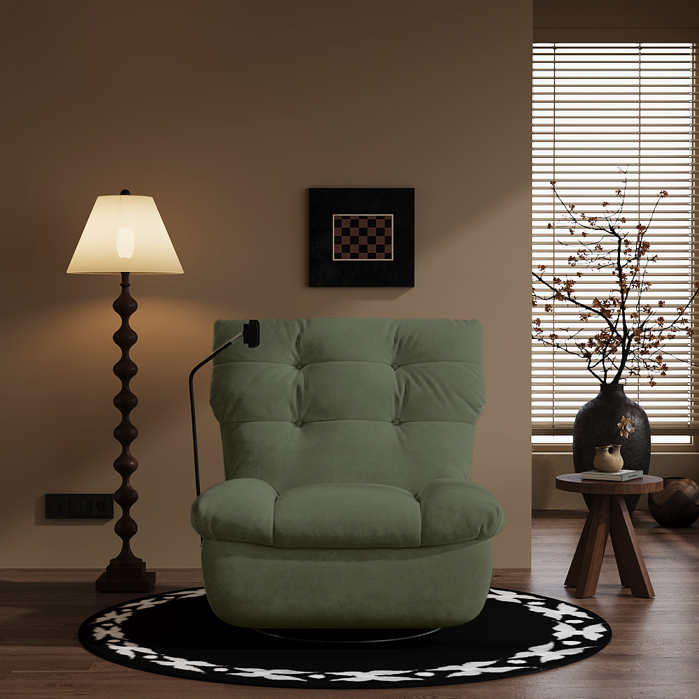 Power Recliner Lounge Swivel Chair With Hidden Storage