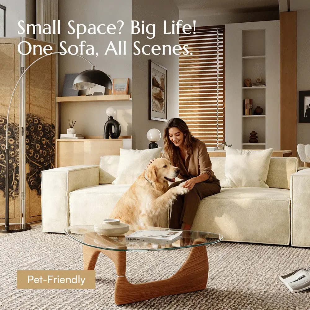 Loveseat Beige Fabric Smart Furniture