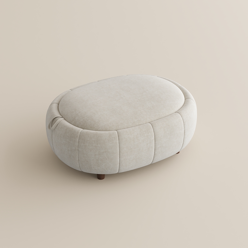 Mid Century Storage Ottoman Coffee Table, Round, Storage Ottomans for Bedroom, Footrest with Storage