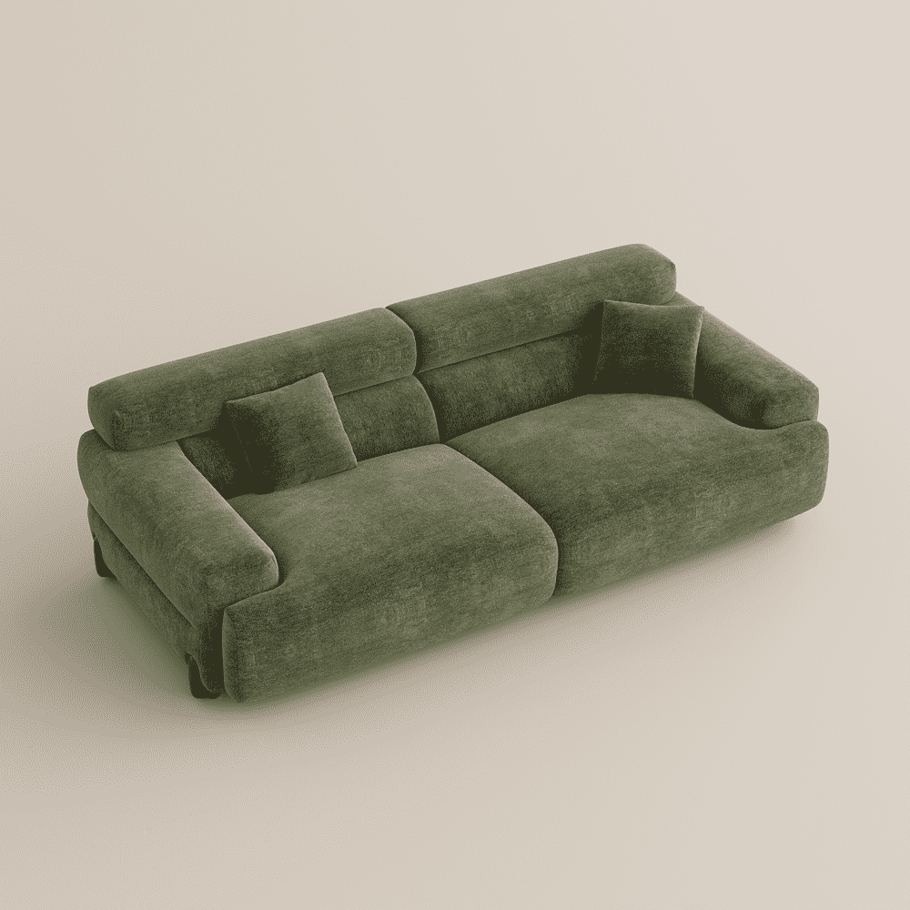 Modern Green Chenille Sofa with High Back Couch, Deep Seating & Wide Armrests – Water-Resistant & Family-Friendly Comfort