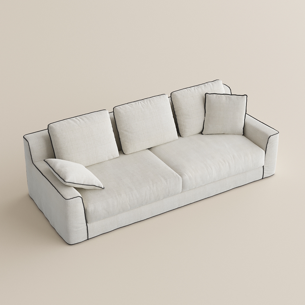 Pet-Friendly 3-Seater Sofa, Cotton-Linen Sofa, Fully Removable & Washable Covers