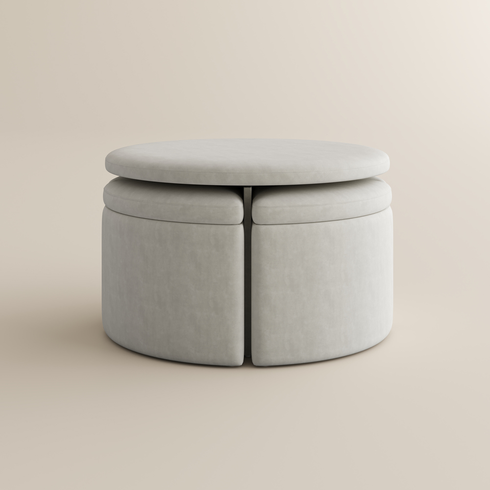 31.5 Inch Round Storage Ottoman Coffee Table