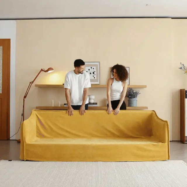 Medium Yellow Cotton and Linen Sofas & Loveseats