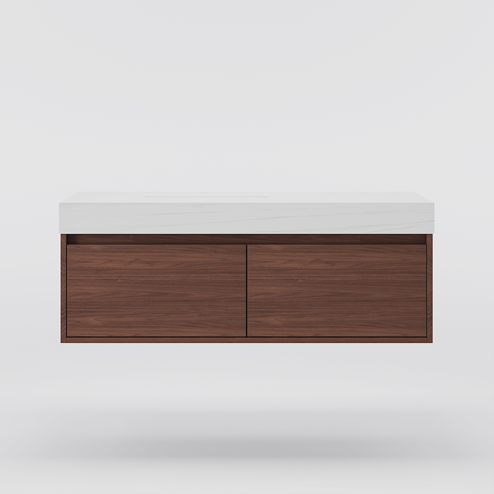 47" Modern Bathroom Vanity with Sink, Wall Mounted Floating Cabinet with 2 Big Drawers