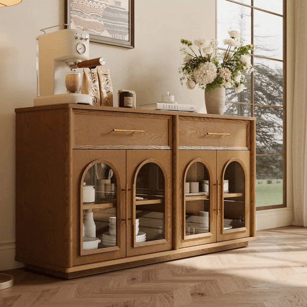 with Storage Light Walnut Color Engineered Wood Storage Cabinets
