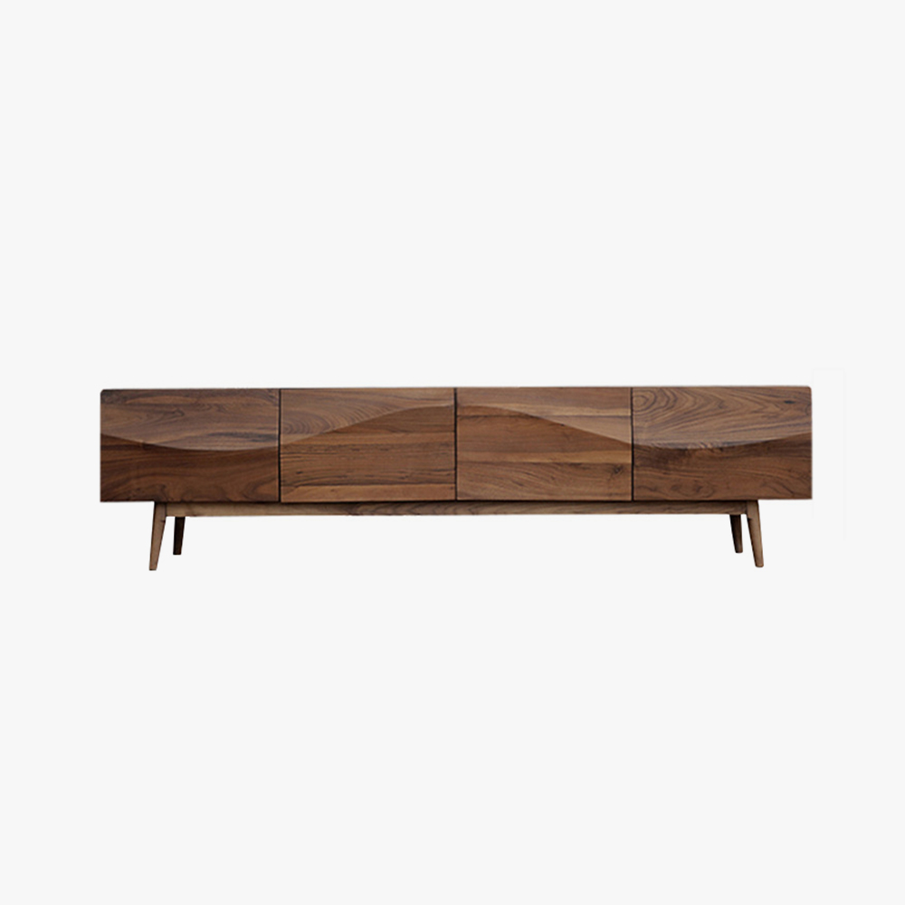 Modern TV Stand, Solid Wood TV Console with Cabinet Storage, Doors, 70.87"/78.74"/94.48"