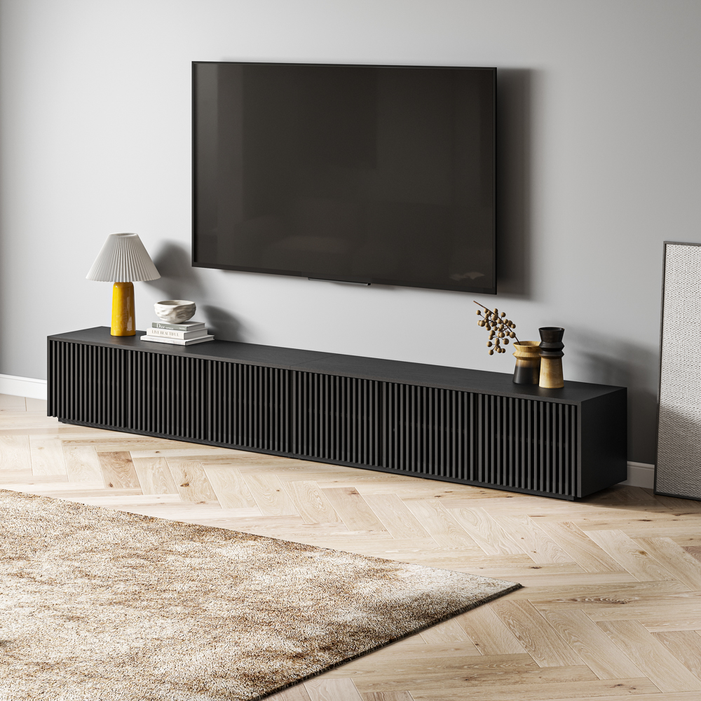118" Modern Minimalist Wood TV Stand