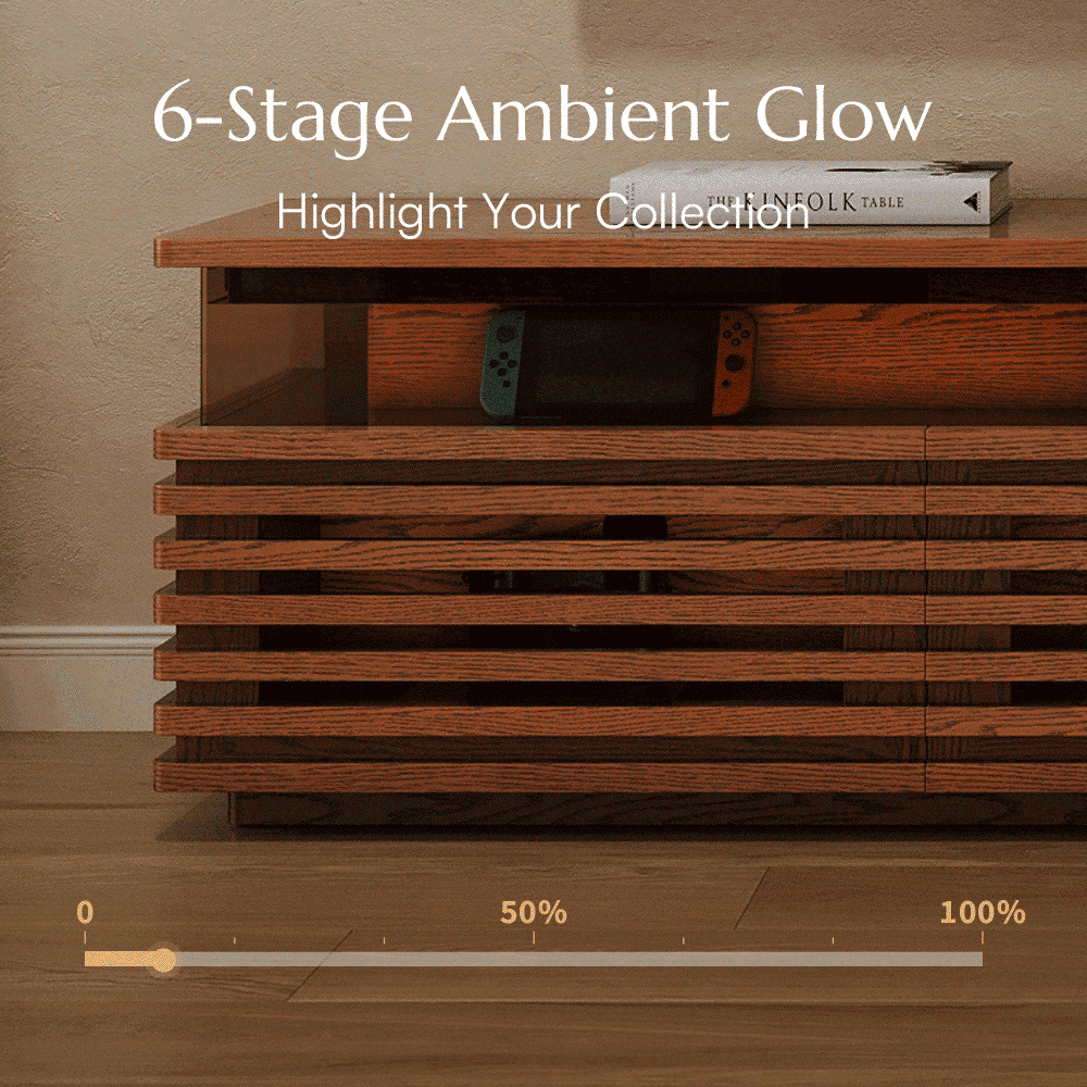 with LED Lights Walnut Color Engineered Wood TV Stands