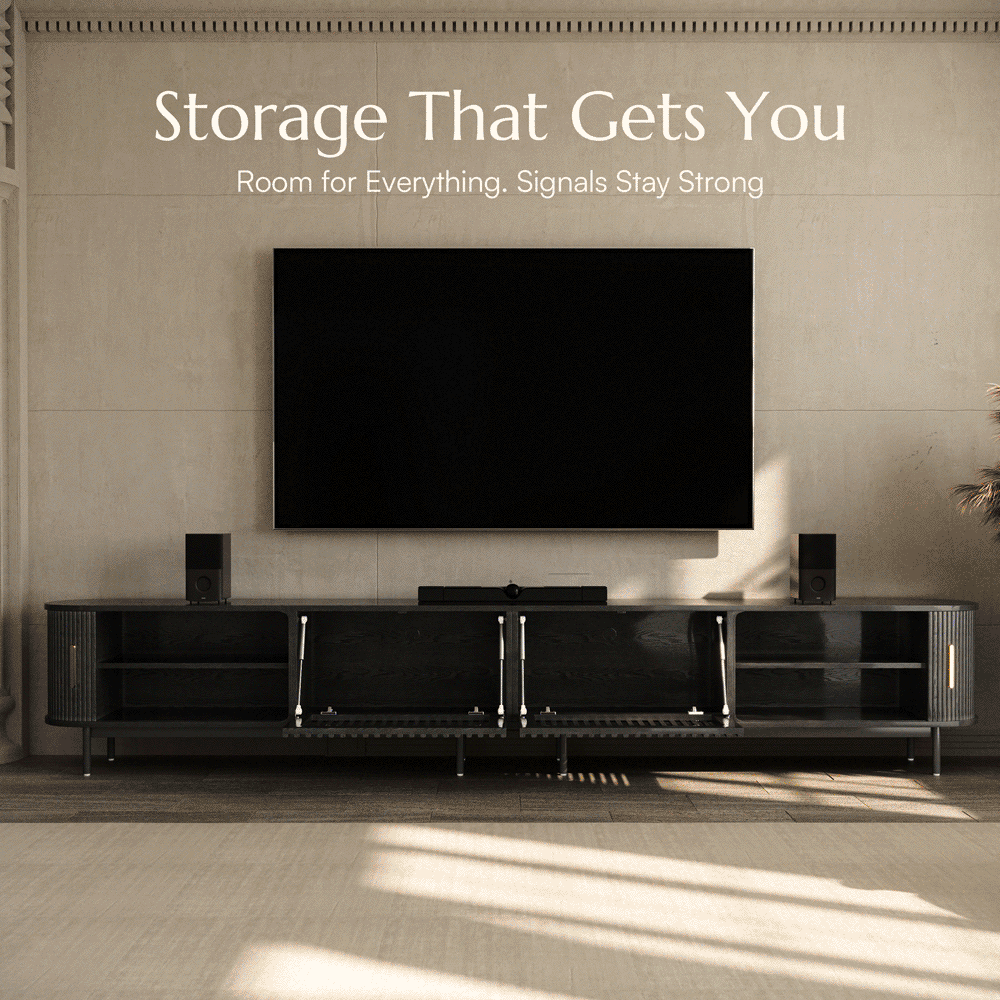 Fluted Black Plywood TV Stands