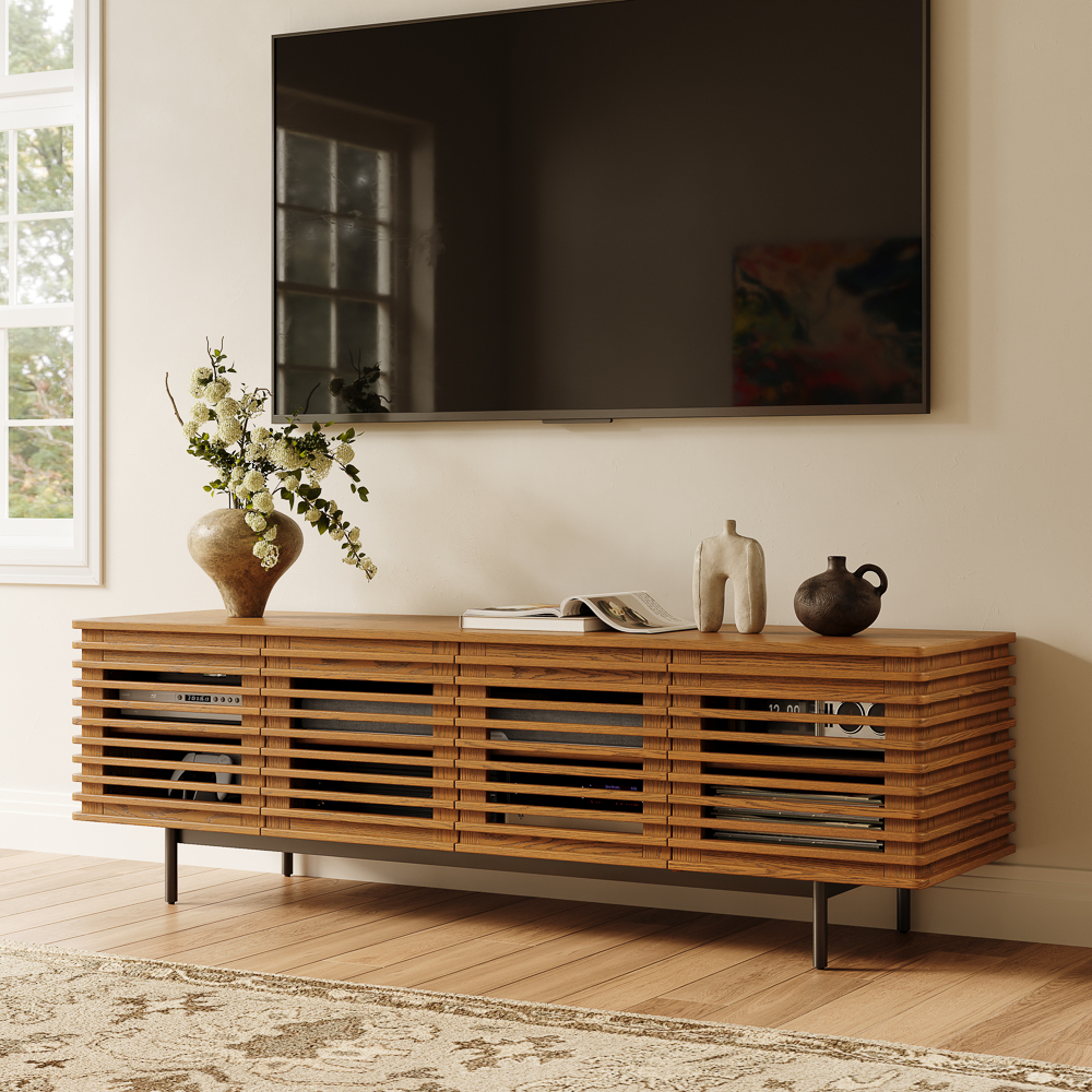 Minimalist Slatted Media Console | Povison