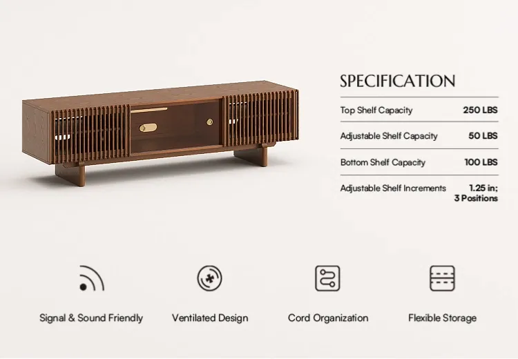 Media Console with Slatted Doors | Povison