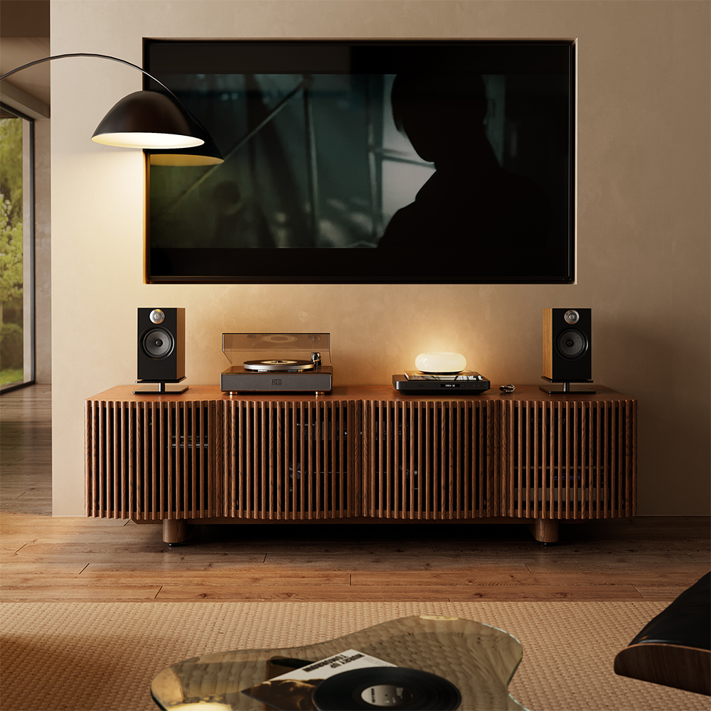 Delven Wave Acoustic Slatted-Door Media Consolee | Povison