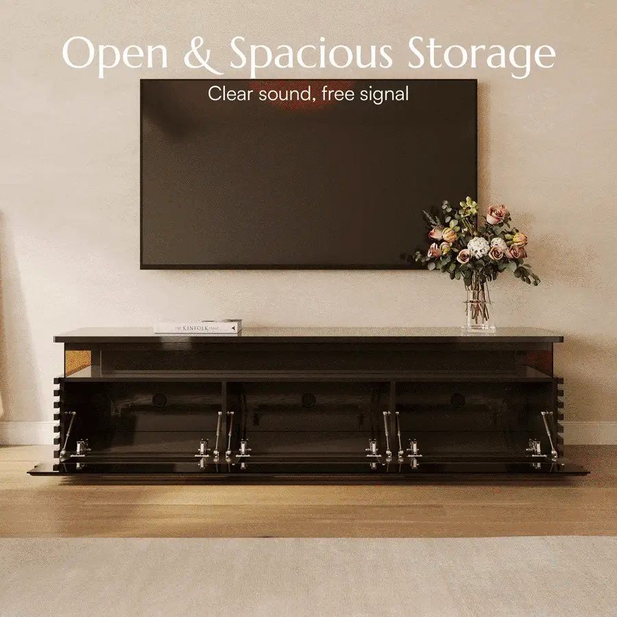 Black Black Engineered Wood TV Stands